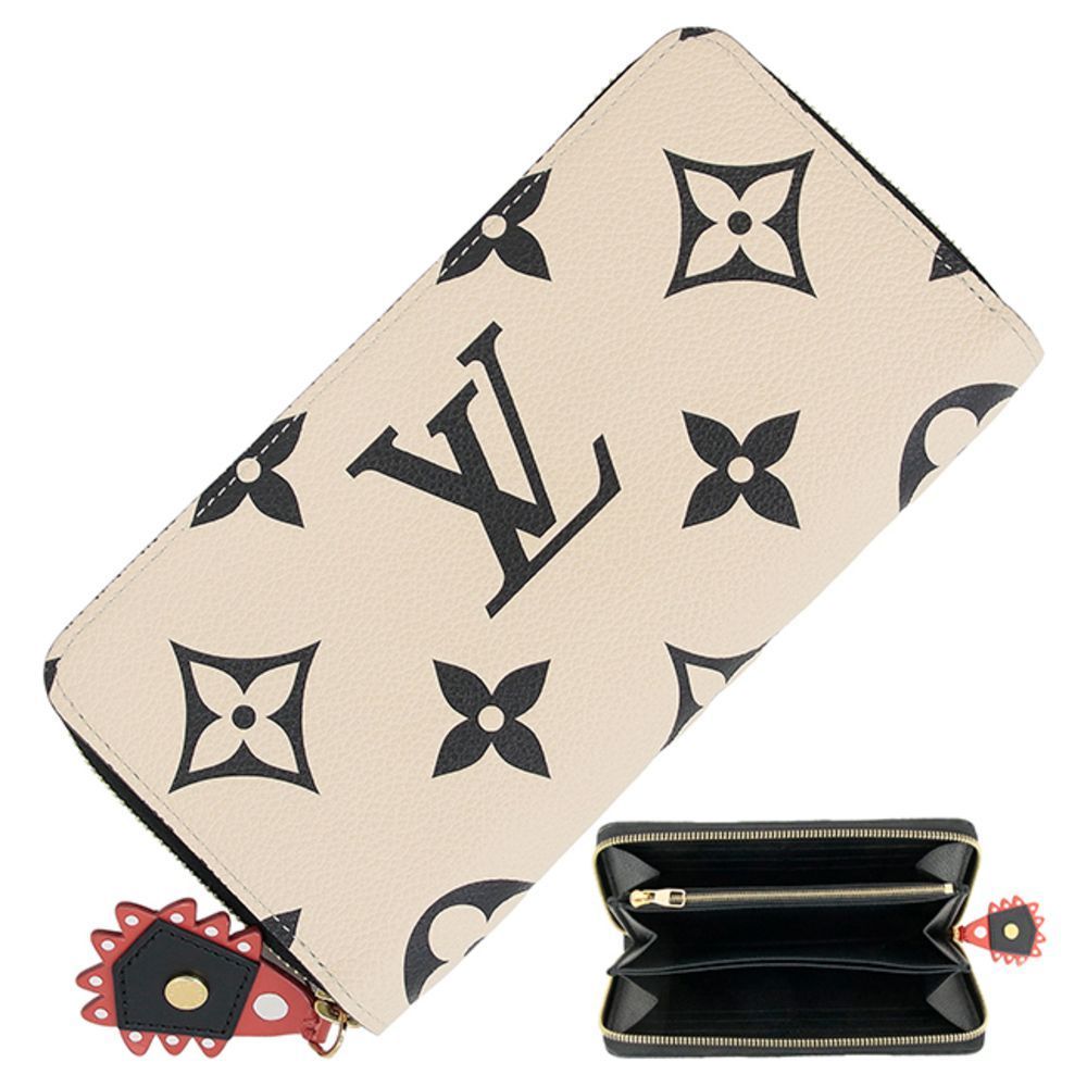Zippy Wallet Monogram Implant Leather White Beige Noir Black Wallet